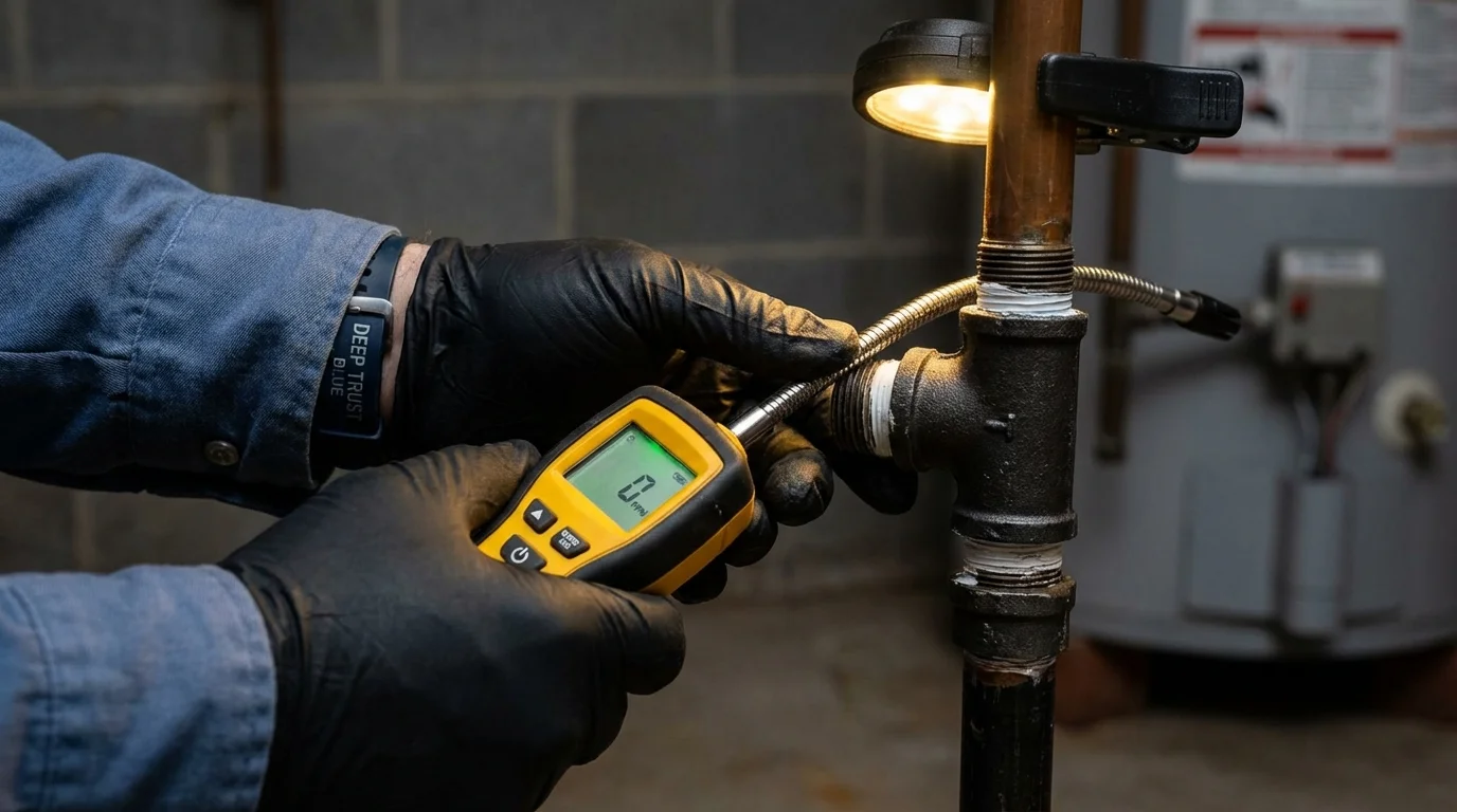 Gas leak detection with electronic sniffer by Johns Plumbing LLC in Firestone